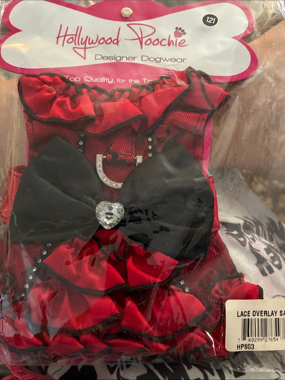Red & Black Lace Overlay Dog Costume